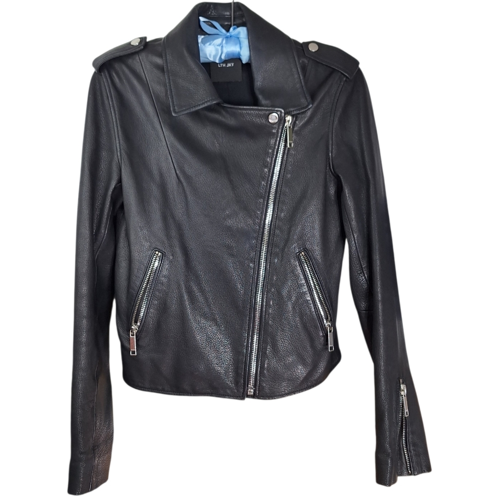 Lth Jkt Kas Leather Jacket Womens Small Black Biker Moto Rock Punk 80s 90s